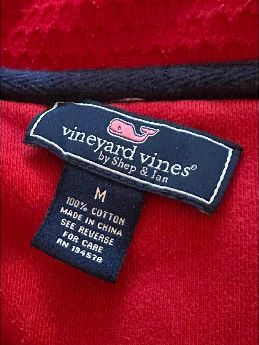 Vineyard Vines Men’s Red Quarter Zip Pullover Sweatshirt - Picture 4 of 4